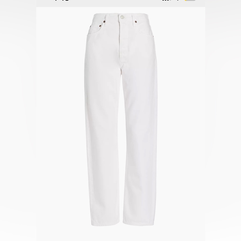 90s Pinch Waist High Rise Straight Leg White Denim Jeans